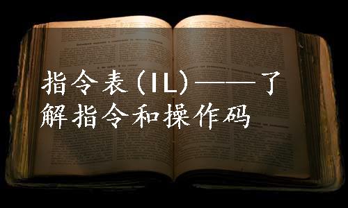 指令表(IL)——了解指令和操作码