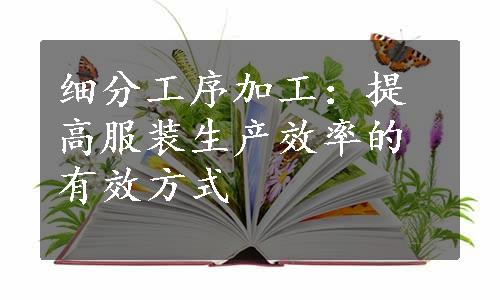 细分工序加工：提高服装生产效率的有效方式