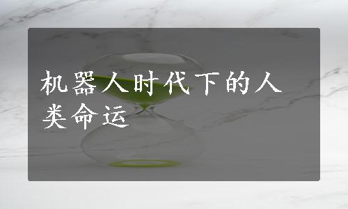 机器人时代下的人类命运