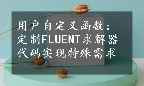 用户自定义函数：定制FLUENT求解器代码实现特殊需求