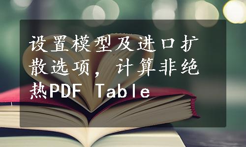 设置模型及进口扩散选项，计算非绝热PDF Table