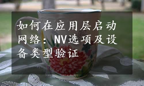 如何在应用层启动网络：NV选项及设备类型验证