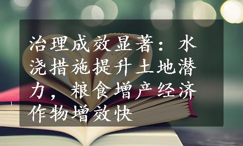 治理成效显著：水浇措施提升土地潜力，粮食增产经济作物增效快