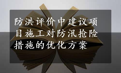 防洪评价中建议项目施工对防汛抢险措施的优化方案