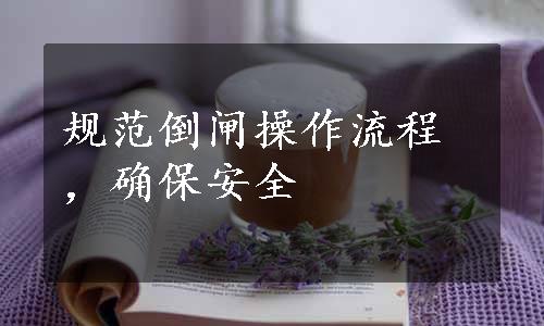 规范倒闸操作流程，确保安全