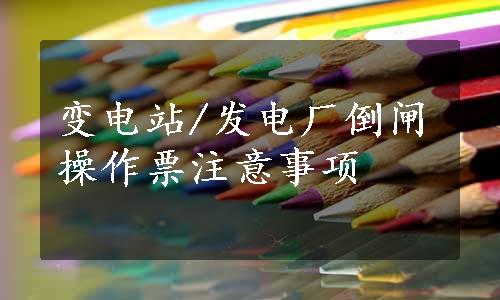 变电站/发电厂倒闸操作票注意事项