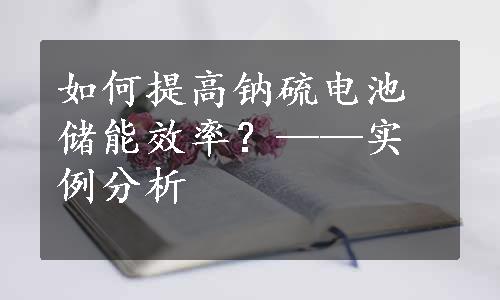 如何提高钠硫电池储能效率？——实例分析