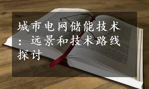 城市电网储能技术：远景和技术路线探讨