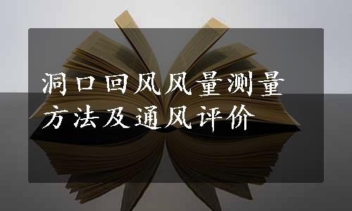 洞口回风风量测量方法及通风评价