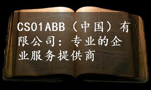 CS01ABB（中国）有限公司：专业的企业服务提供商