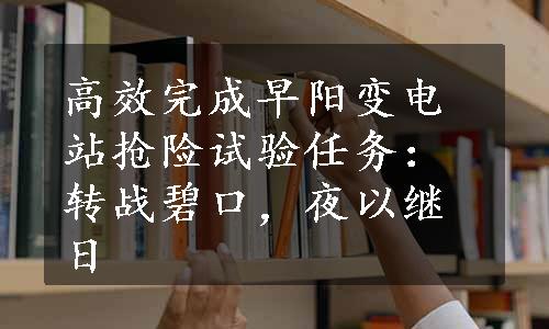 高效完成早阳变电站抢险试验任务：转战碧口，夜以继日