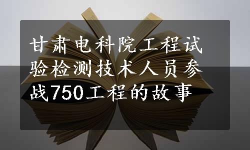 甘肃电科院工程试验检测技术人员参战750工程的故事