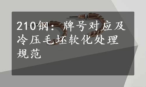 210钢：牌号对应及冷压毛坯软化处理规范