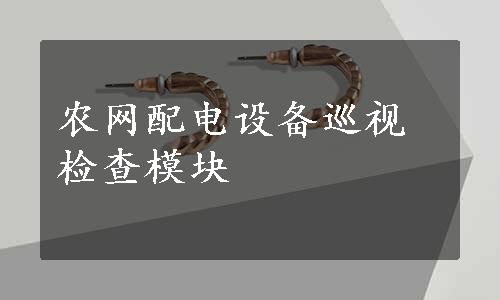 农网配电设备巡视检查模块