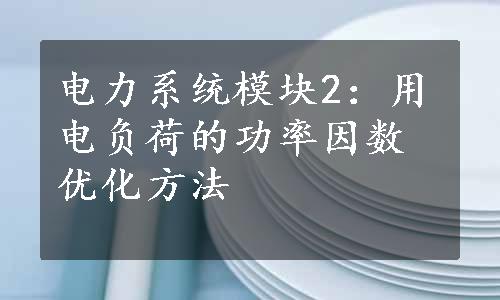 电力系统模块2：用电负荷的功率因数优化方法