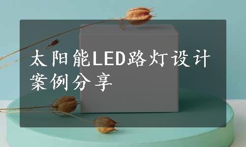 太阳能LED路灯设计案例分享