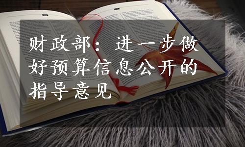 财政部：进一步做好预算信息公开的指导意见