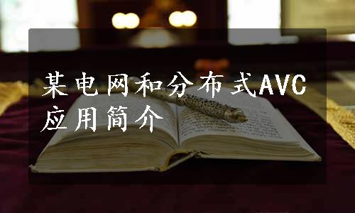 某电网和分布式AVC应用简介