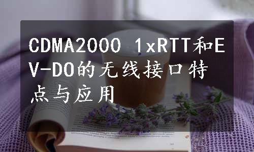 CDMA2000 1xRTT和EV-DO的无线接口特点与应用