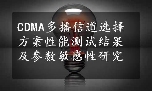 CDMA多播信道选择方案性能测试结果及参数敏感性研究