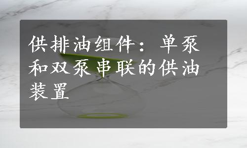 供排油组件：单泵和双泵串联的供油装置