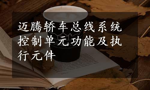 迈腾轿车总线系统控制单元功能及执行元件