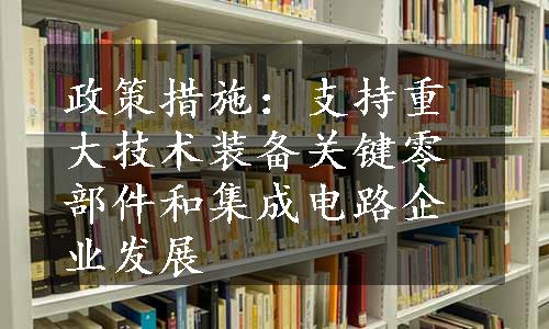 政策措施：支持重大技术装备关键零部件和集成电路企业发展