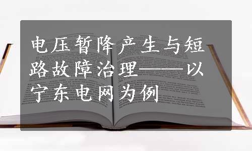 电压暂降产生与短路故障治理——以宁东电网为例