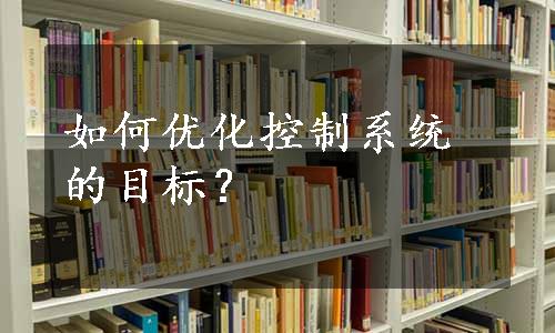 如何优化控制系统的目标？