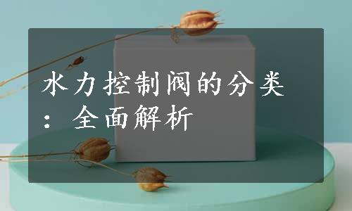 水力控制阀的分类：全面解析