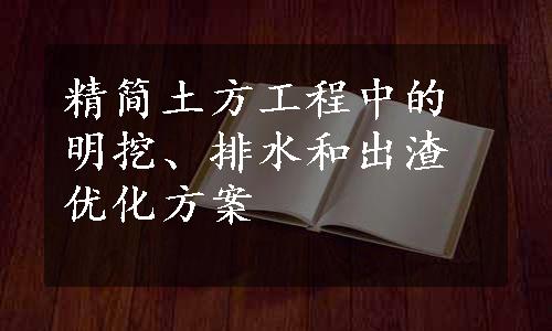 精简土方工程中的明挖、排水和出渣优化方案