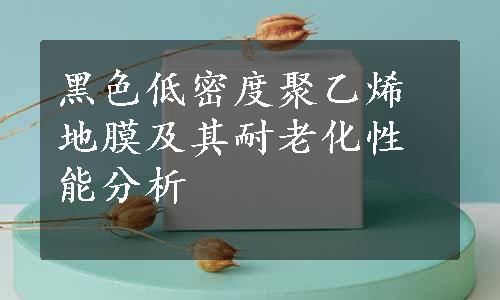 黑色低密度聚乙烯地膜及其耐老化性能分析