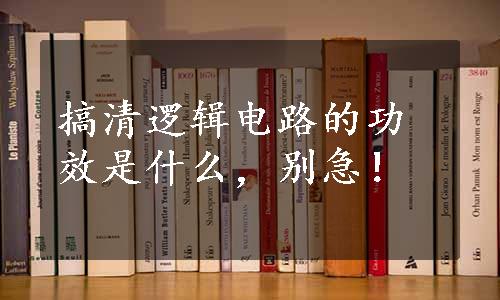 搞清逻辑电路的功效是什么，别急！