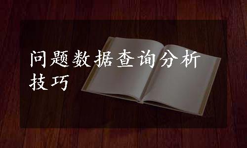 问题数据查询分析技巧