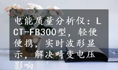 电能质量分析仪：LCT-FB300型，轻便便携，实时波形显示，解决畸变电压影响