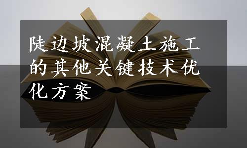 陡边坡混凝土施工的其他关键技术优化方案