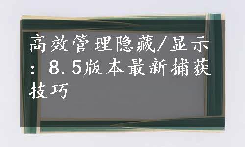 高效管理隐藏/显示：8.5版本最新捕获技巧