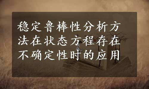 稳定鲁棒性分析方法在状态方程存在不确定性时的应用