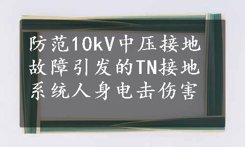 防范10kV中压接地故障引发的TN接地系统人身电击伤害