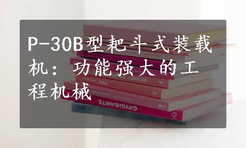 P-30B型耙斗式装载机：功能强大的工程机械