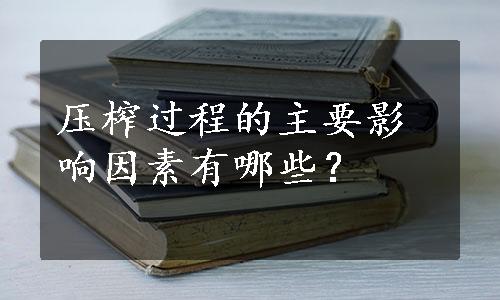 压榨过程的主要影响因素有哪些？