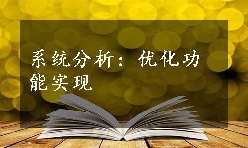 系统分析：优化功能实现