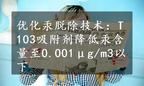 优化汞脱除技术：T103吸附剂降低汞含量至0.001μg/m3以下