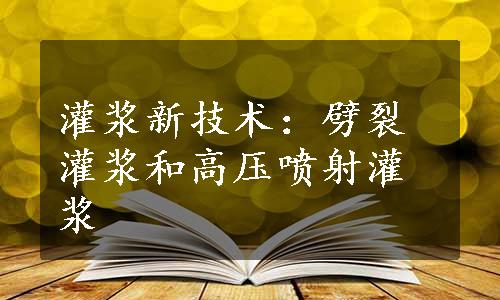 灌浆新技术：劈裂灌浆和高压喷射灌浆