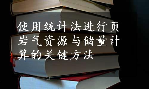 使用统计法进行页岩气资源与储量计算的关键方法