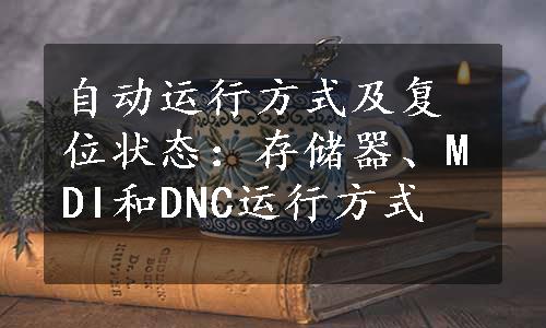 自动运行方式及复位状态：存储器、MDI和DNC运行方式