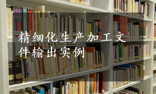 精细化生产加工文件输出实例