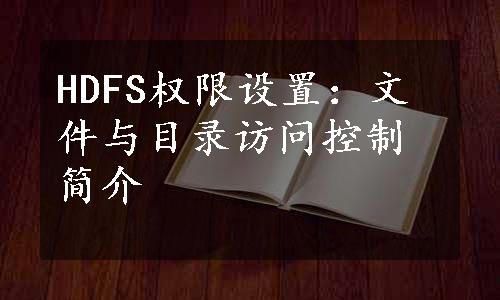 HDFS权限设置：文件与目录访问控制简介