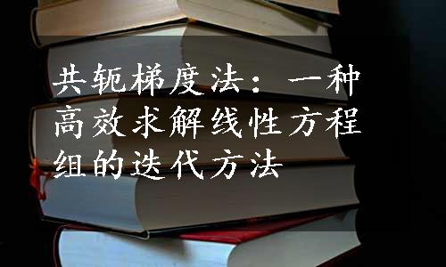 共轭梯度法：一种高效求解线性方程组的迭代方法