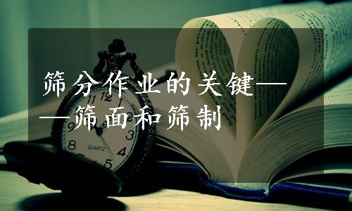 筛分作业的关键——筛面和筛制